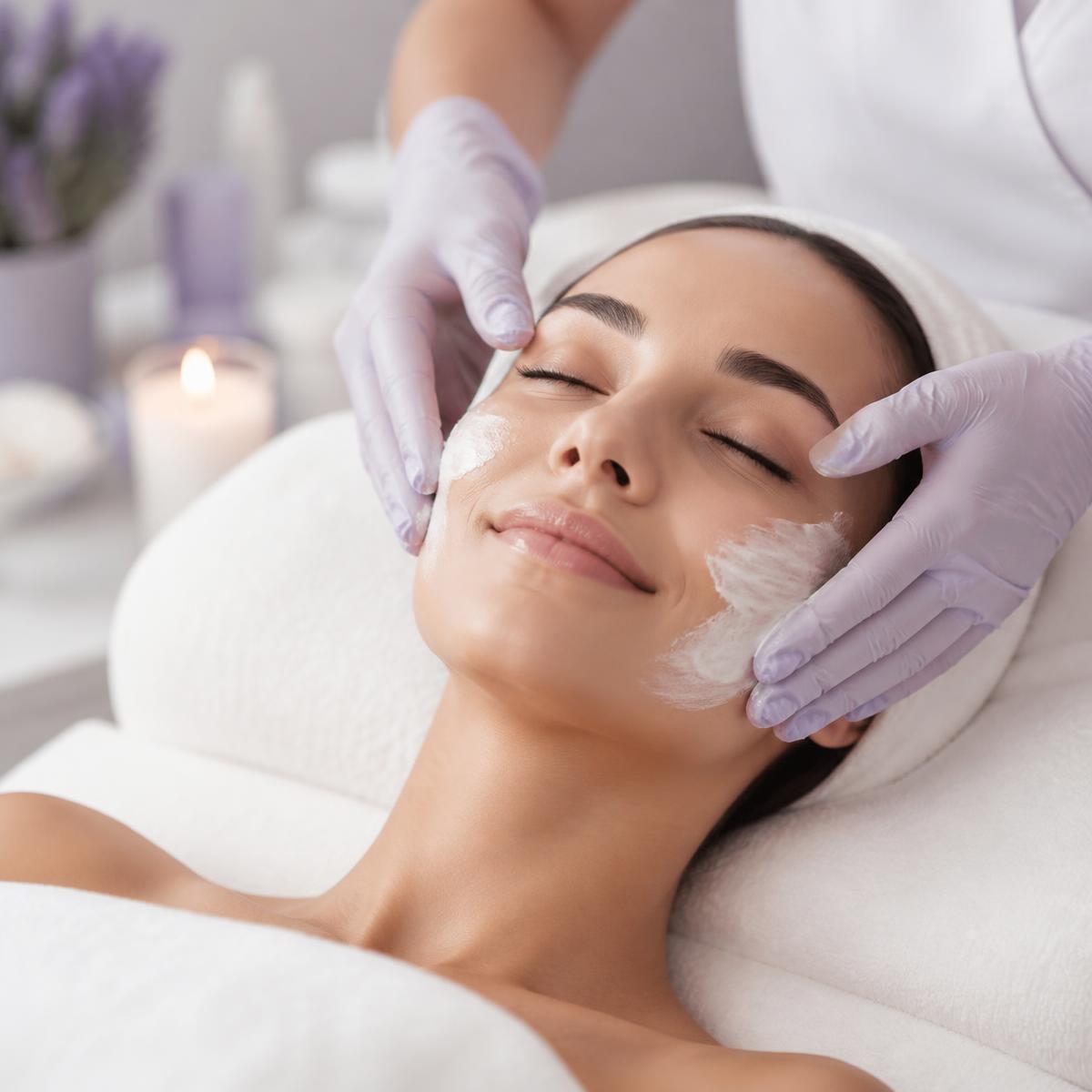 Client receiving a customized professional facial
