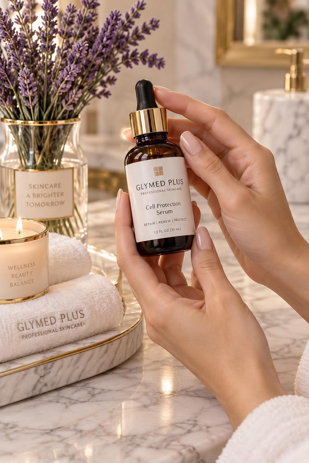 Professional skincare products arranged for a personalized skin program